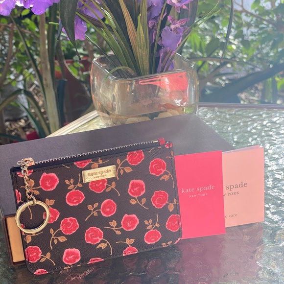 Kate Spade Rose Cardholder Wallet Key Pouch - Picture 3 of 9